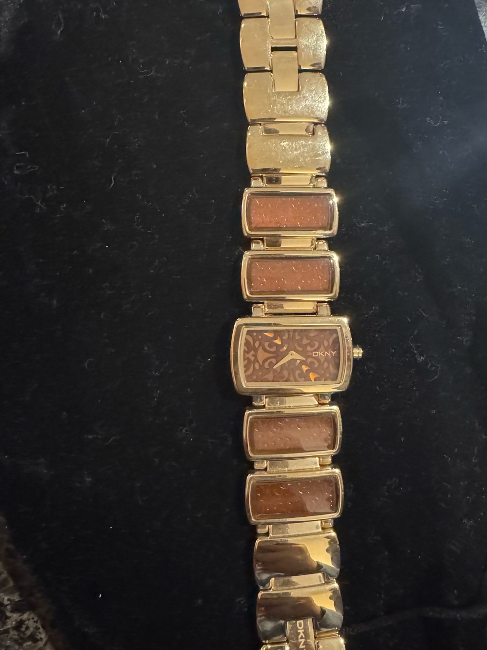 DKNY Gold and Brown Stainless Steel Bracelet Watch
